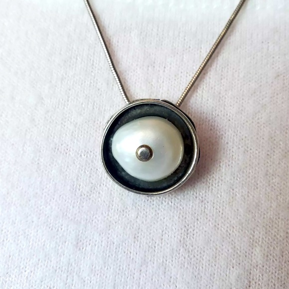 Silpada Vintage Rare Sterling Silver Genuine Coin Pearl Necklace - Picture 6 of 6